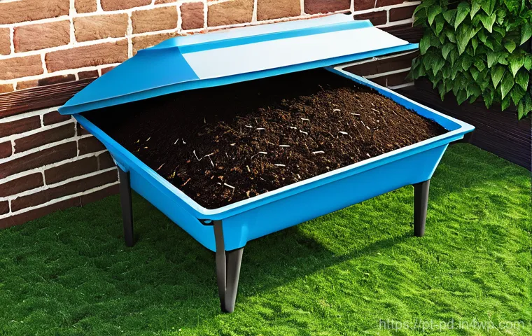 버미컴포스팅이 주는 이점과 한계 - **Prompt:** A vibrant, educational image of a healthy, multi-tiered vermicomposting bin, revealing i...