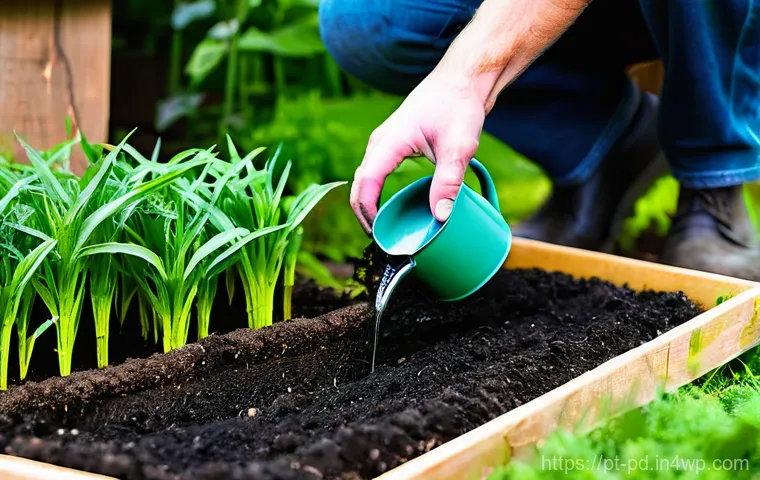 버미컴포스팅이 주는 이점과 한계 - **Prompt:** A close-up, engaging shot of a person's hands thoughtfully preparing and adding organic ...